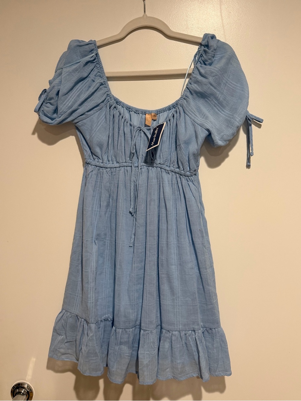 Light Blue juniors Puff-Sleeve Summer Dress size small